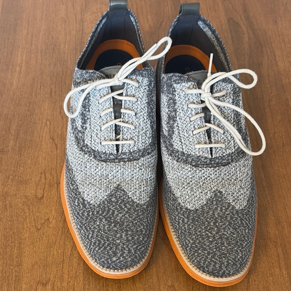 Men's Cole Haan Grey Knit Wingtip Lace-Up Shoes